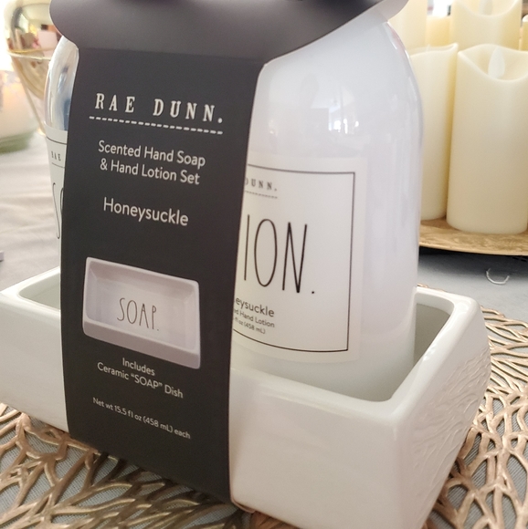 Rae Dunn Bath Last Onerae Dunn Hand Soap Lotion Set W Soap Dish